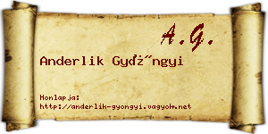 Anderlik Gyöngyi névjegykártya